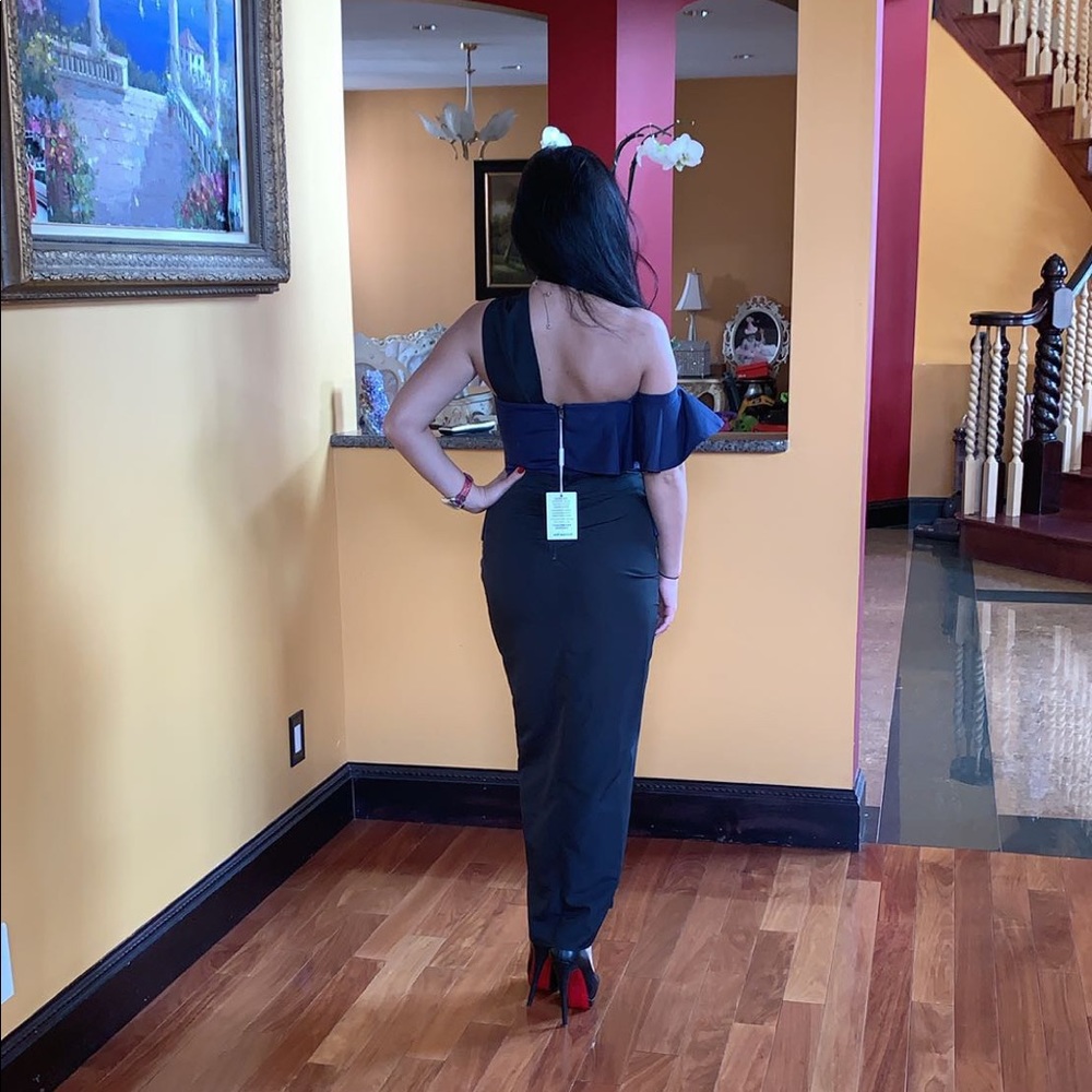 SELF PORTRAIT ASYMMETRICAL BLACK/NAVY DRESS!